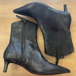 Women's Black Pointed-Toe Ankle Boots - Classic Heeled Booties Never Worn